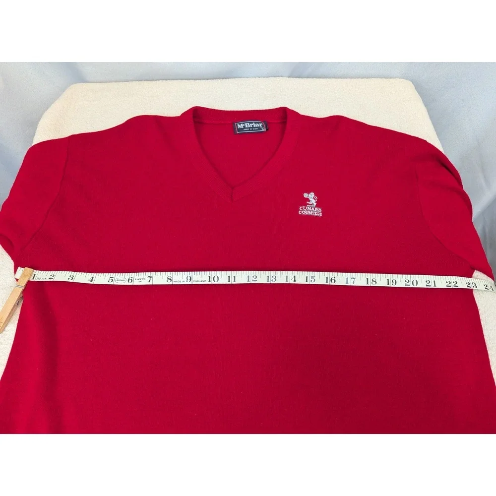 Vintage Cunard Countess‎ Cruise Ship Sweater Mens L Red V-Neck McBriar Made USA